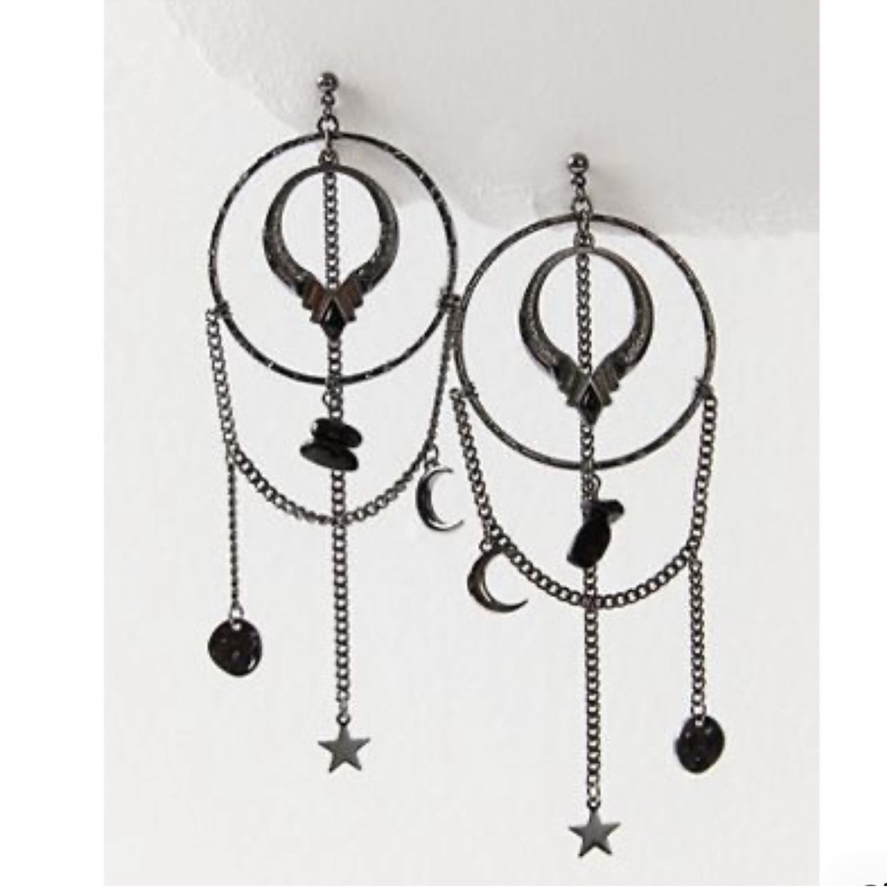 New 🌟Free People -Dancing in the Streets Hoop Earrings-Black